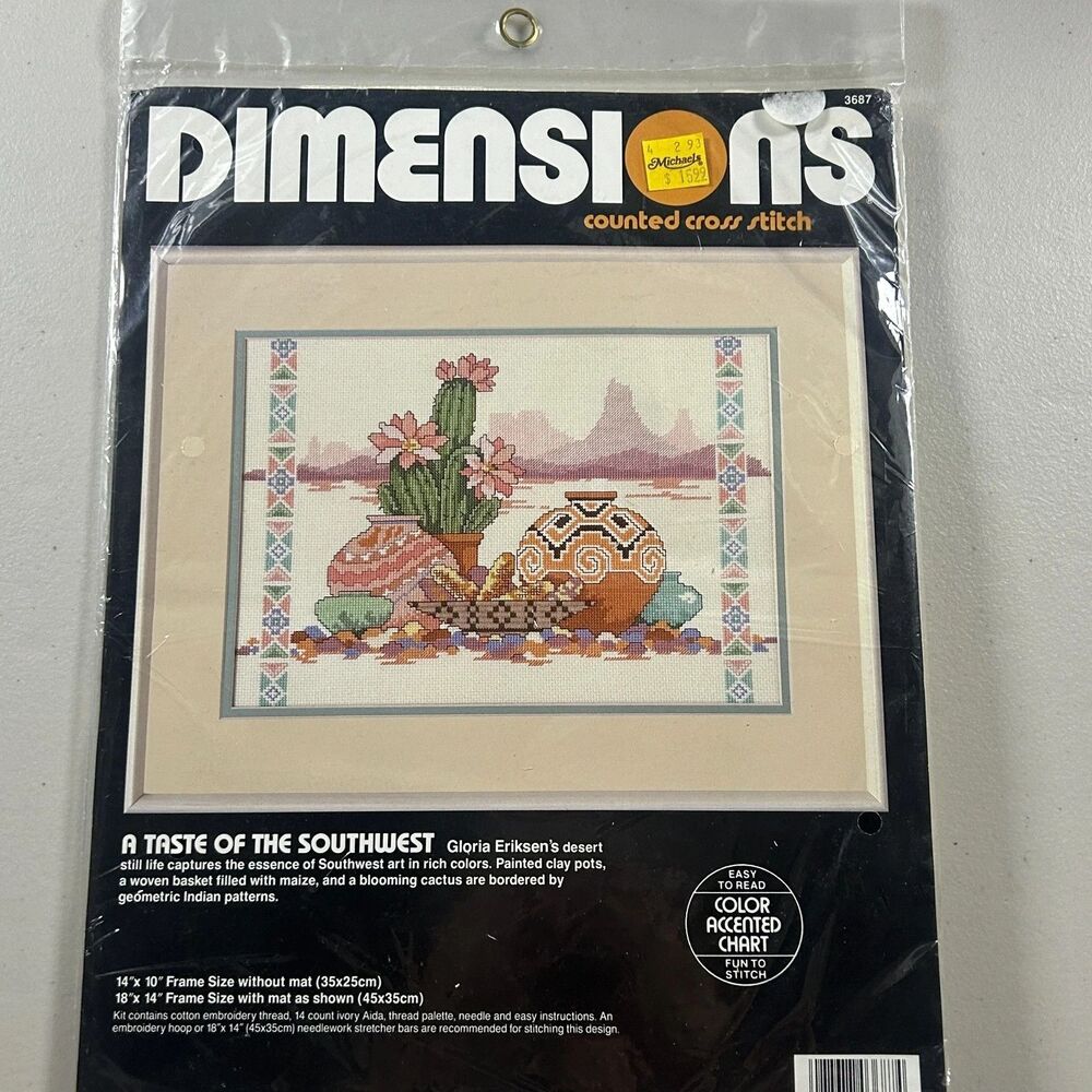 Vintage Dimensions Counted Cross Stitch Kit A TASTE OF SOUTHWEST #3687 Sealed